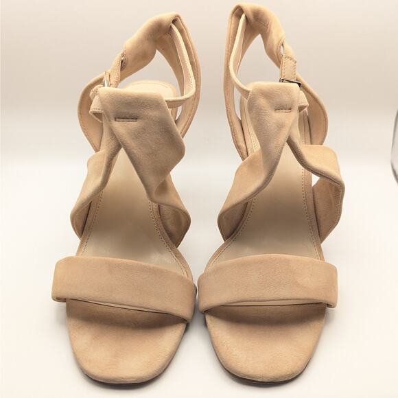 Vince Camuto Kalinte Biscuit Beige Suede Open Toe Ankle Strap Heels Size 8.5 - Picture 2 of 9